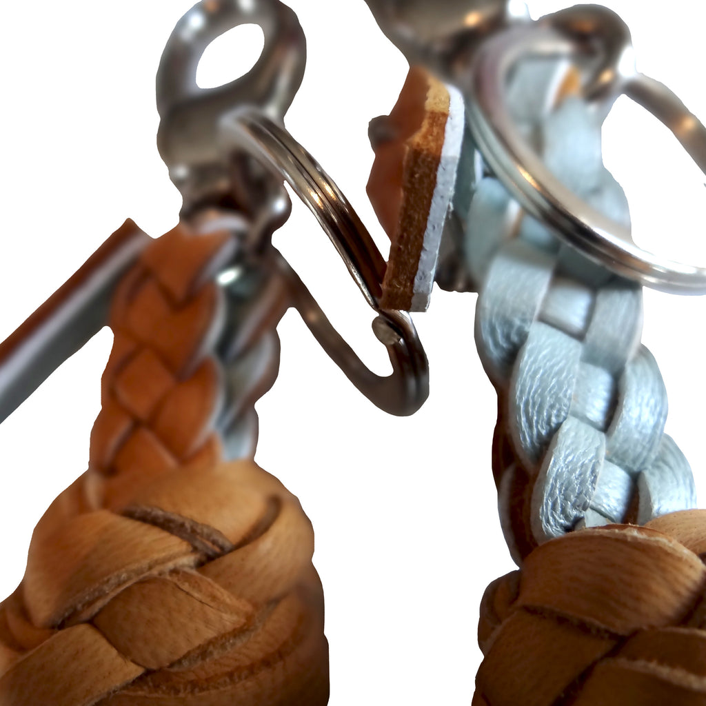 FANNY TASSEL KEYRING TAN & SEA FOAM