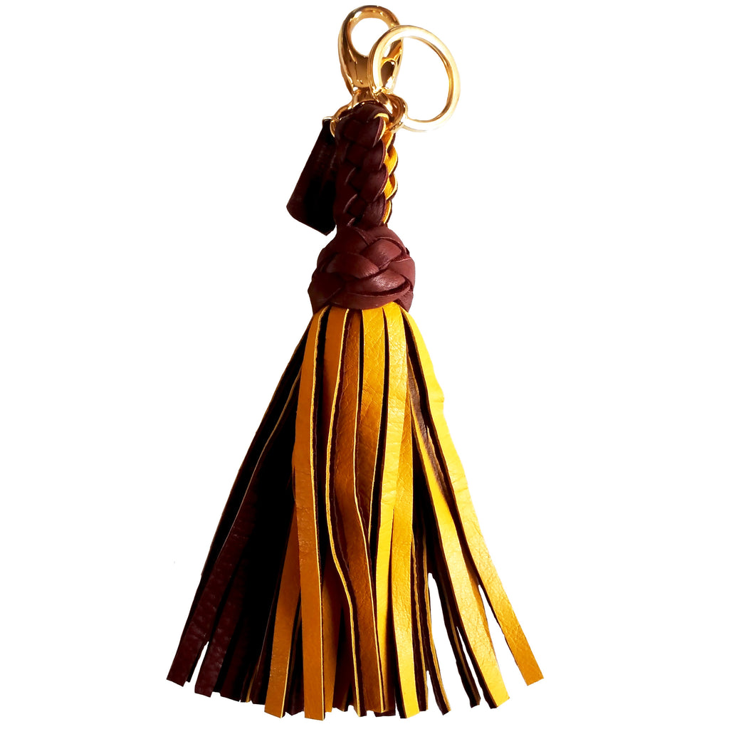 FANNY TASSEL KEYRING CHOCOLATE & CANARY