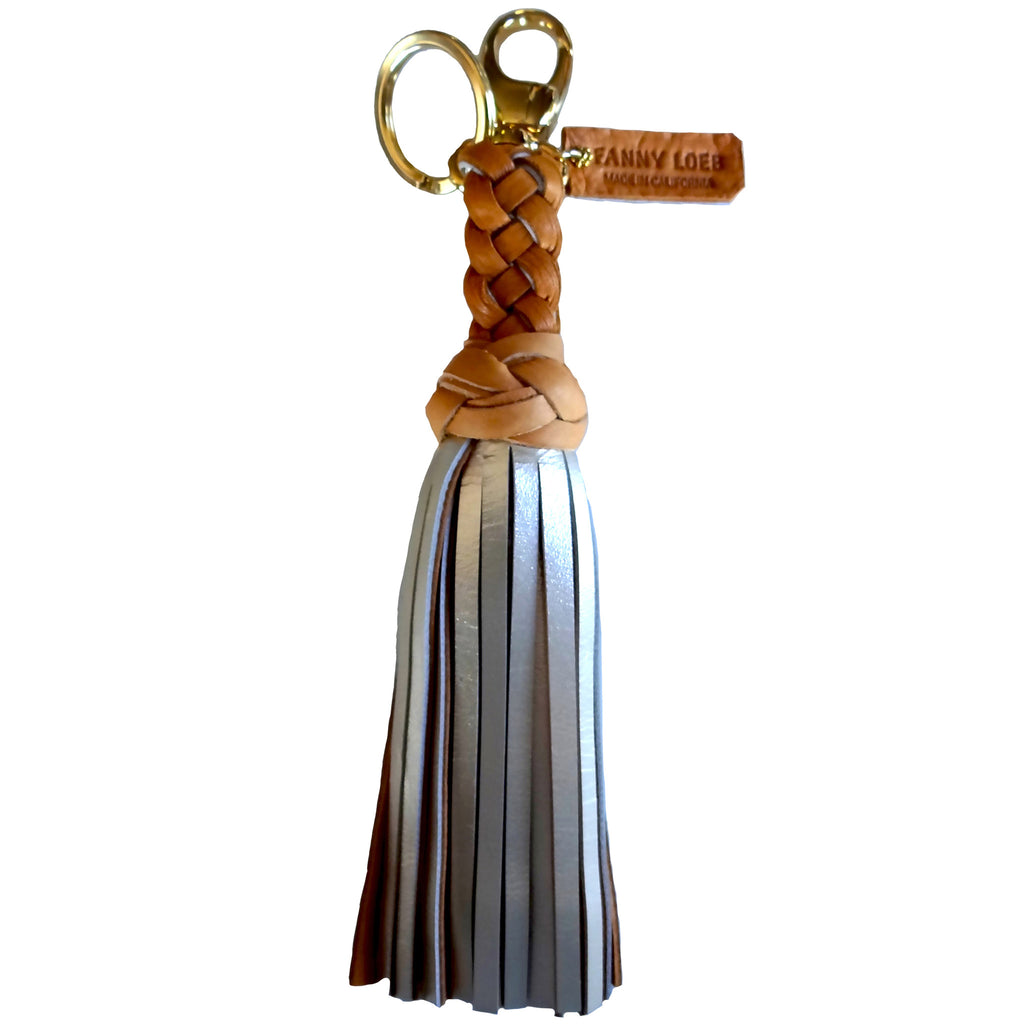 FANNY TASSEL KEYRING TAN & GOLD