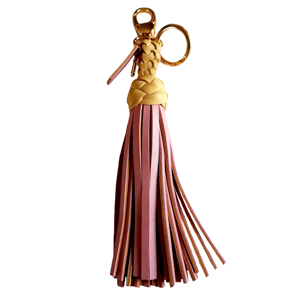 FANNY TASSEL KEYRING VANILLA & ROSE