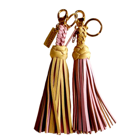 FANNY TASSEL KEYRING VANILLA & ROSE