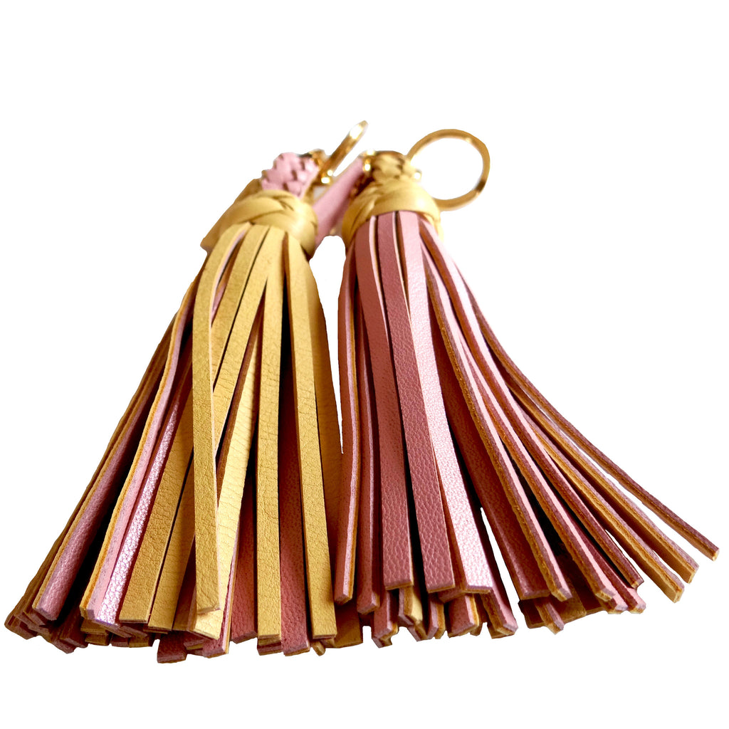 FANNY TASSEL KEYRING VANILLA & ROSE