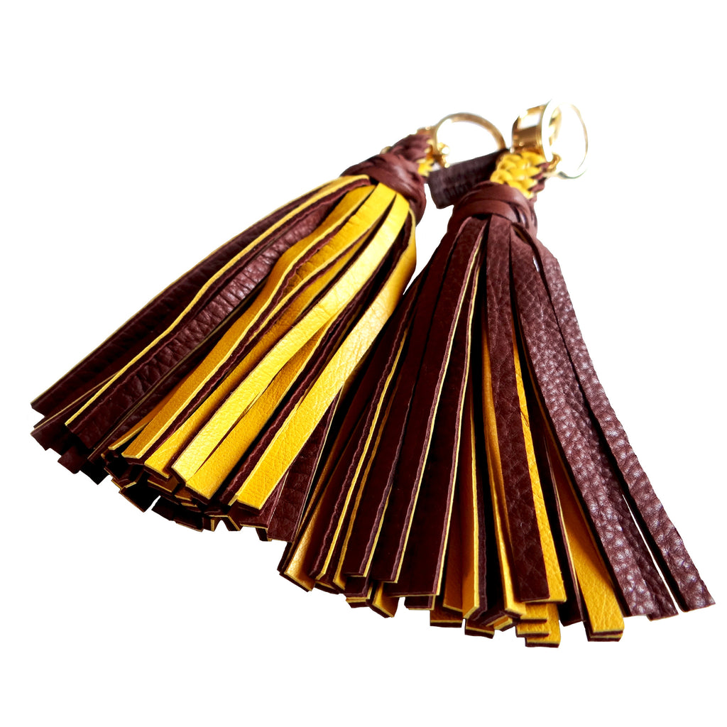 FANNY TASSEL KEYRING CHOCOLATE & CANARY