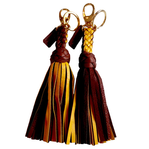 FANNY TASSEL KEYRING CHOCOLATE & CANARY