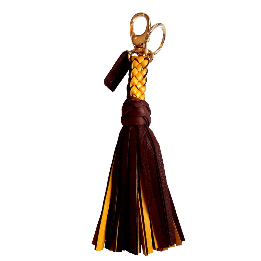 FANNY TASSEL KEYRING CHOCOLATE & CANARY